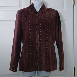 Don caster purple leather full zip jacket  Sz 6 EUC